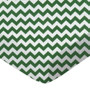 SheetWorld Fitted 100% Cotton Percale Play Yard Sheet Fits BabyBjorn Travel Crib Light 24 x 42, Hunter Green Chevron Zigzag