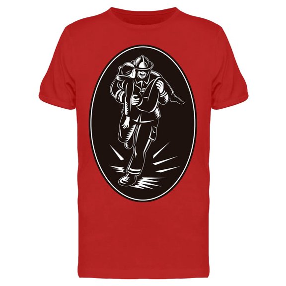 Firefighter Rescuing A Girl T-Shirt Men -Image by Shutterstock, Male XX-Large