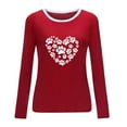 thumbnail image 4 of DDAPJ pyju Dog Lover Gifts for Women Dog Paw Love Heart Print T-Shirt Dog Mom Graphic Tees Loose Casual Long Sleeve Crewneck Pullover Tops Red L, 4 of 4
