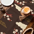 thumbnail image 3 of Japanese Style Table Runner 108 Inches, Modern Cranes Cherry Flower Wave Brown Bed Runner Dresser Scarves Tabletop for Indoor Outdoor Parties/Ceremony/Banquet, 13"x 108", 3 of 8