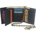 thumbnail image 4 of Swiss Marshall Men's RFID Blocking Premium Leather Chain Trifold Wallet Black with 18 inch Brass Chain, 4 of 6
