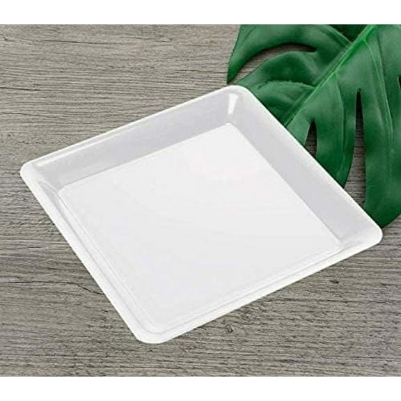 25 12" Square White Plastic Trays Heavy Duty Plastic Serving Tray 12" x 12" Serving Platters Food Tray Decorative Serving Trays Wedding  Party Trays Great Disposable Serving Party Platters