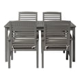 thumbnail image 2 of Modern 5-Piece Slat-Top Solid Acacia Wood Outdoor Dining Set - Grey Wash, 2 of 12