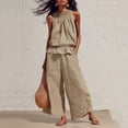 Zynoxe Womens Two Piece Linen Sets Lounge Ruffled Tank Top Wide Leg — free download