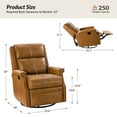 thumbnail image 3 of Genuine Leather Swivel Rocker Recliner Wingback Transitional Set of 2 Camel, 3 of 7