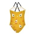 thumbnail image 2 of Girls' One-piece Swimsuit Cross Back Bathing Suit Beach Surfing Sizes 3T-10T Cartoon Chickens Pattern, 2 of 9