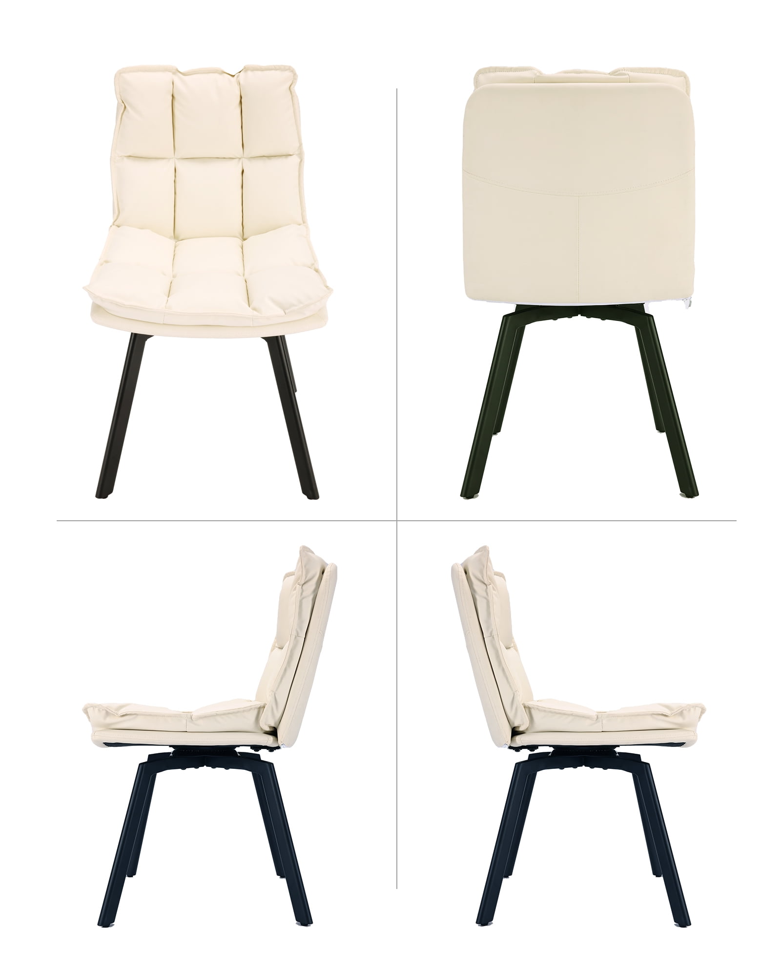 Sailvan Upholstered Dining Chairs Set of 4,  Modern Swivel  Kitchen Chairs with Backrest and Metal Legs, Double Layer Foam Dinner Table Chair for Living Room, Beige