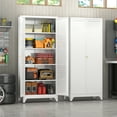 thumbnail image 6 of Polup 75" Height Metal white Storage Cabinet, Modern Tall Steel Pantry Cupboard with 2 Doors and Adjustable Shelves for Kitchen Garage and Home, 6 of 9
