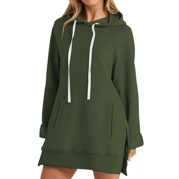 Hurxie Sweatshirt for Women Loose Fit Casual Long Sleeve Hooded Sweatshirts Hoodies with Pocket Green L
