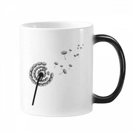 

Flowers s Dandelion Outline Changing Color Mug Morphing Heat Sensitive Cup With Handles 350ml