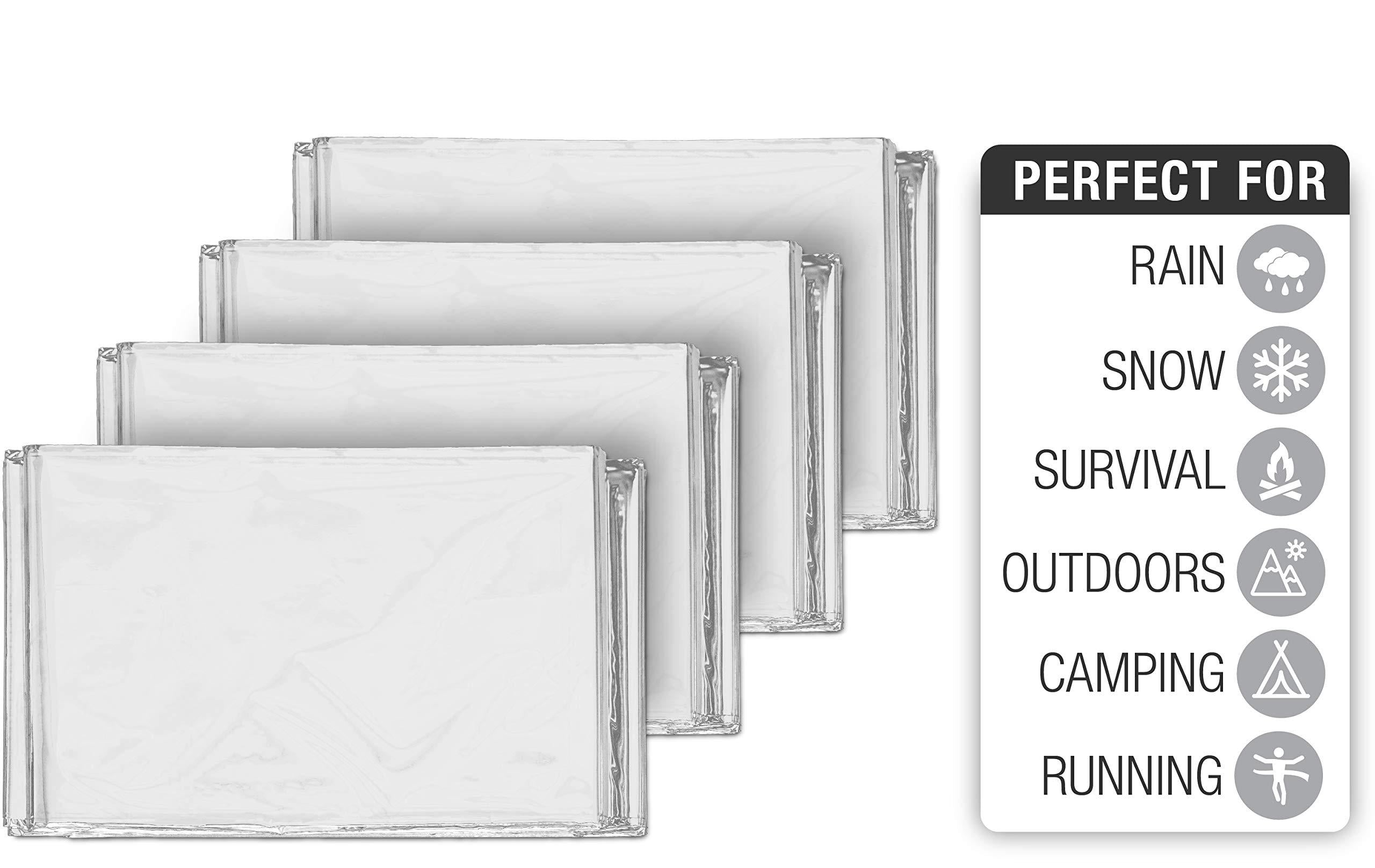 4-Pack Army Green Marathons or First Aid + Signature Gold Foil Space Blanket: Designed for NASA Outdoors Emergency Mylar Thermal Blankets Hiking Survival 