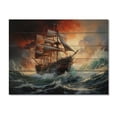 thumbnail image 3 of Designart "Unleashed Storm Fury in Orange III" Nautical & Beach Print on Natural Pine Wood, 3 of 5