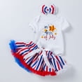thumbnail image 2 of Staki American Independence Day Baby Look 4th of July Baby Girl Outfits First Independence Day Fly Sleeve Romper Stars Shorts Fourth of July Outfit 0-18M(Wine,6-12 Months), 2 of 4