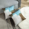 thumbnail image 4 of Throw Pillow Covers Modern Home Art Decor, 16 x 16 Inches Set of 2 Pillow Cases Decorative, Abstract Oil Painting Pillowcases for Bedroom, Living Room, Cushion Couch Sofa, Beige Blue, 4 of 6