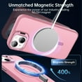 thumbnail image 3 of Magnetic for iPhone 14 Case with Screen Protector, Built-in Metal Camera Kickstand,[Compatible with Magsafe] [Wireless Charging] Matte Protective Phone Cover 6.1" for Women, Girls - Pink, 3 of 14