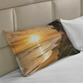 thumbnail image 2 of Hawaiian Knitted Quilt Pillowcover, Warm Tropical Sunset on Sands of Kaanapali Beach in Maui Hawaii Traveling, Standard King Size Pillow Cover for Bedroom, 30" x 20", Orange Green Pink, by Ambesonne, 2 of 2