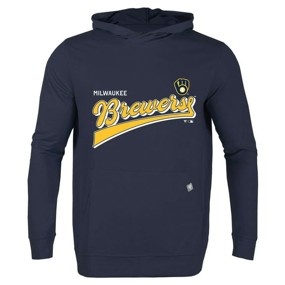 Men's Levelwear Navy Milwaukee Brewers Relay 2.0 Retro Pullover Hoodie