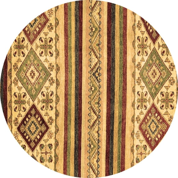 Ahgly Company Indoor Round Abstract Brown Modern Area Rugs, 8' Round