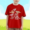thumbnail image 2 of Tisuna Pullover Tops For Kids Child Dinosaur Print Short Sleeve Crew Neck Shirt Fashion Lightweight Boys Girls Summer Tees Red Size 3-4 Years, 2 of 4