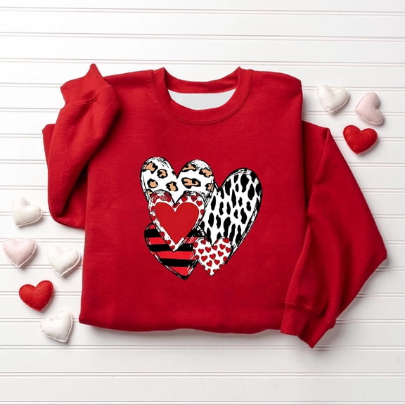 CYRBOKO Girls Graphic Sweatshirts, Pullover Long Sleeve Valentine's Day Stretchy Kid's Tops Red Size 2-3 T