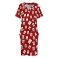 thumbnail image 3 of Mahjong-vestido rojo holgado para mujer elegante con bolsillos, 3 of 6