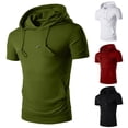 thumbnail image 3 of WREESH Men's Hooded T-Shirt Casual Sports Pullover Tops with Drawstring, Solid Color White, 3 of 5