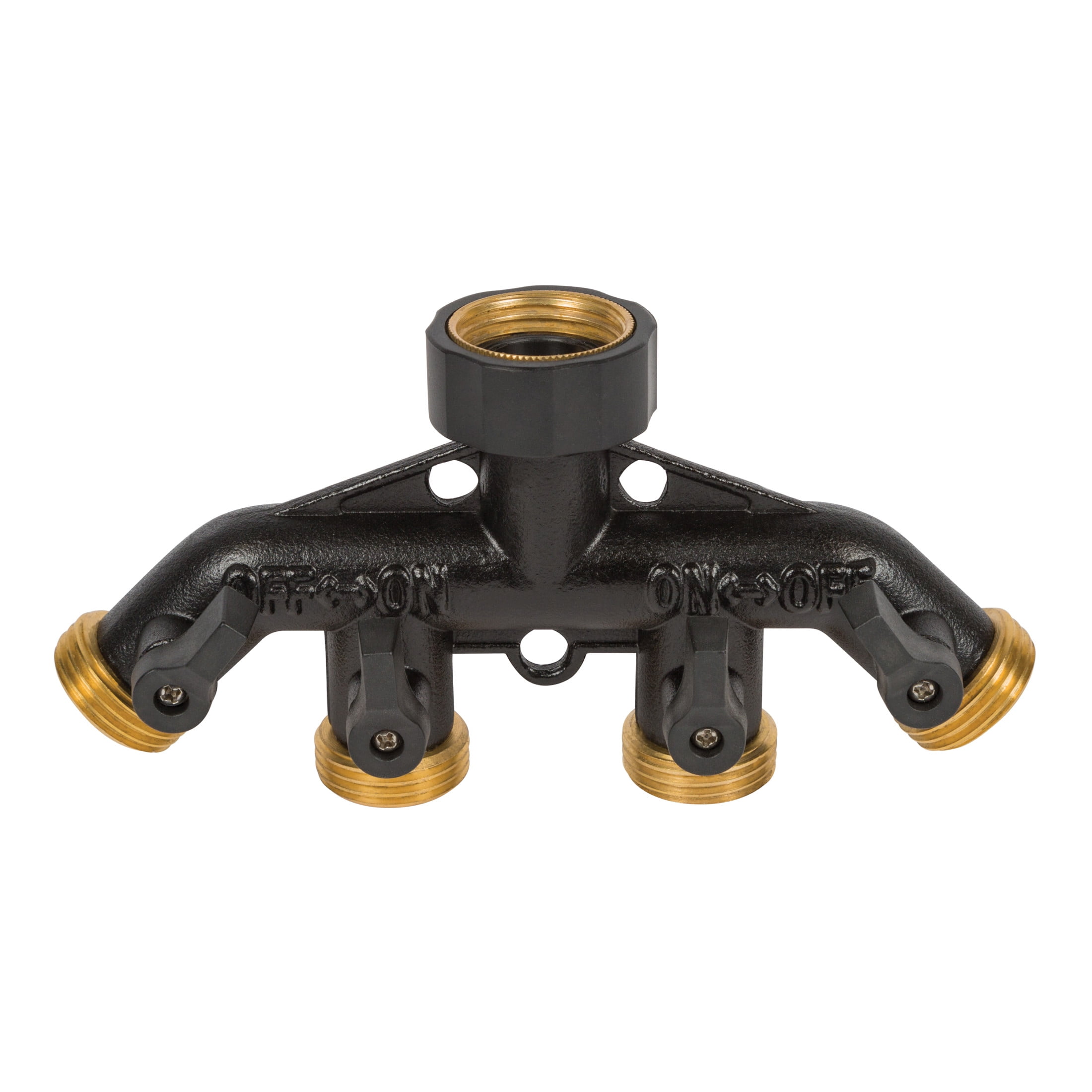 Heavy-Duty 4-Way Hose Splitter with Shut-Off Valves