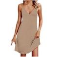 thumbnail image 2 of FDGIU 2025 Women's Sleeveless V Neck Midi Cocktail Dress - Versatile for Wedding Guest & Office, 2 of 5