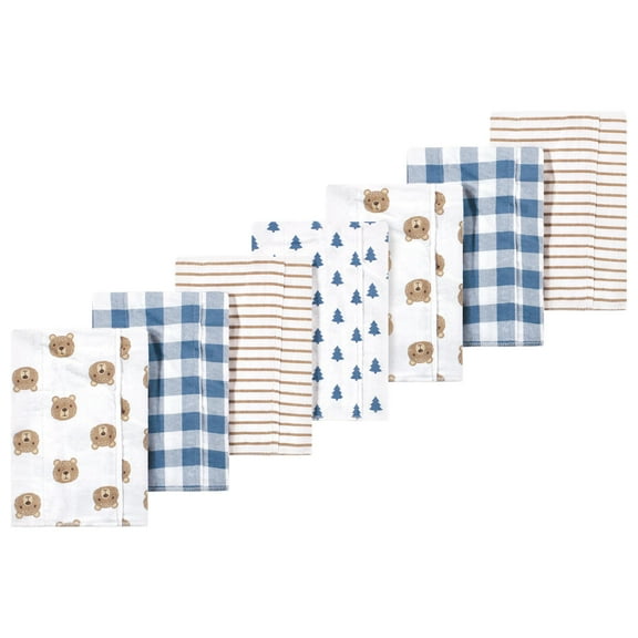 Luvable Friends Hudson Baby Flannel Burp Cloths 7pk, Blue Bears