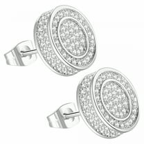 DESIGNICE Ear Jewelry Round Alloy 1 Pair Silver Mens Earrings