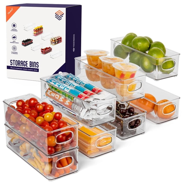 Organizador de despensa de plástico y contenedor de almacenamiento de alimentos, paquete de 8