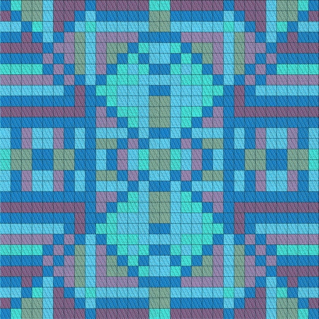 Ahgly Company Indoor Square Patterned Windows Blue Area Rugs, 7' Square