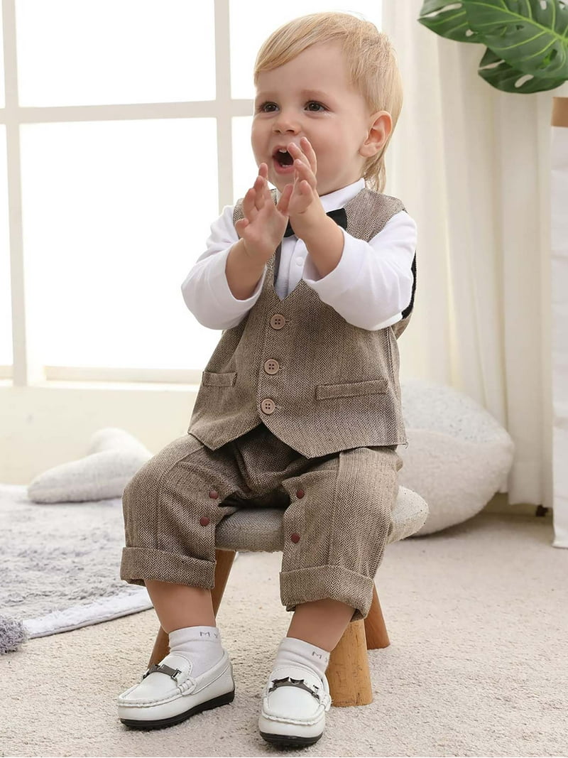 CARETOO Newborn Tuxedo Clothes, Baby Boy Suit Outfits, Infant