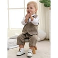 thumbnail image 4 of Baby Boy Suit Formal Outfits Infant Jumpsuit Waistcoat Coat Beret Hat Cotton Fabric Set 3pcs（18-24 Months), 4 of 9