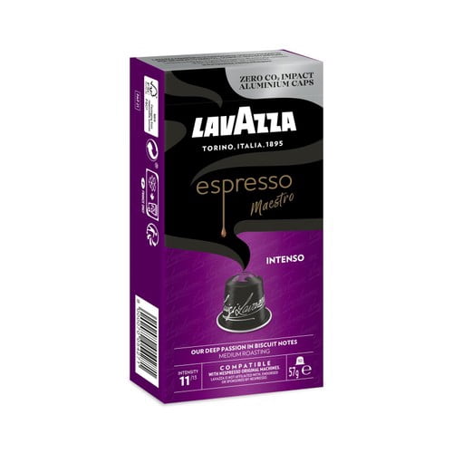 Lavazza Espresso Intenso Aluminium Nespresso Compatible Capsules, 10 pods per pack, British Import (Pack of 3)