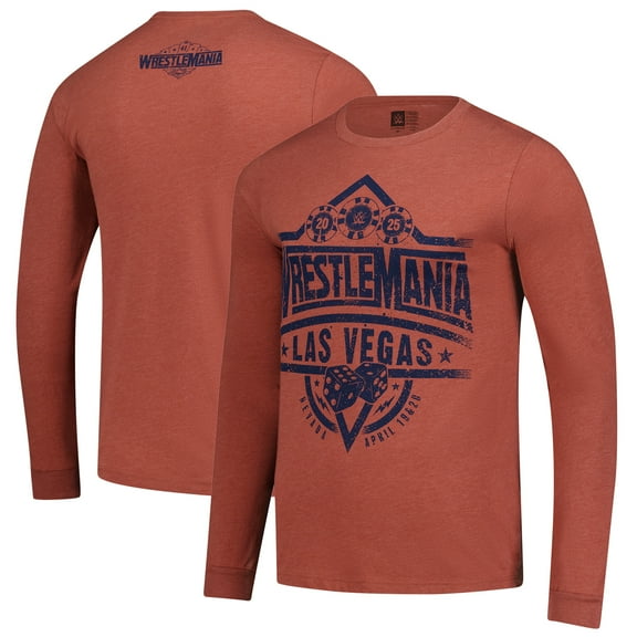 Men's Red WrestleMania 41 Poker Chips Long Sleeve T-Shirt