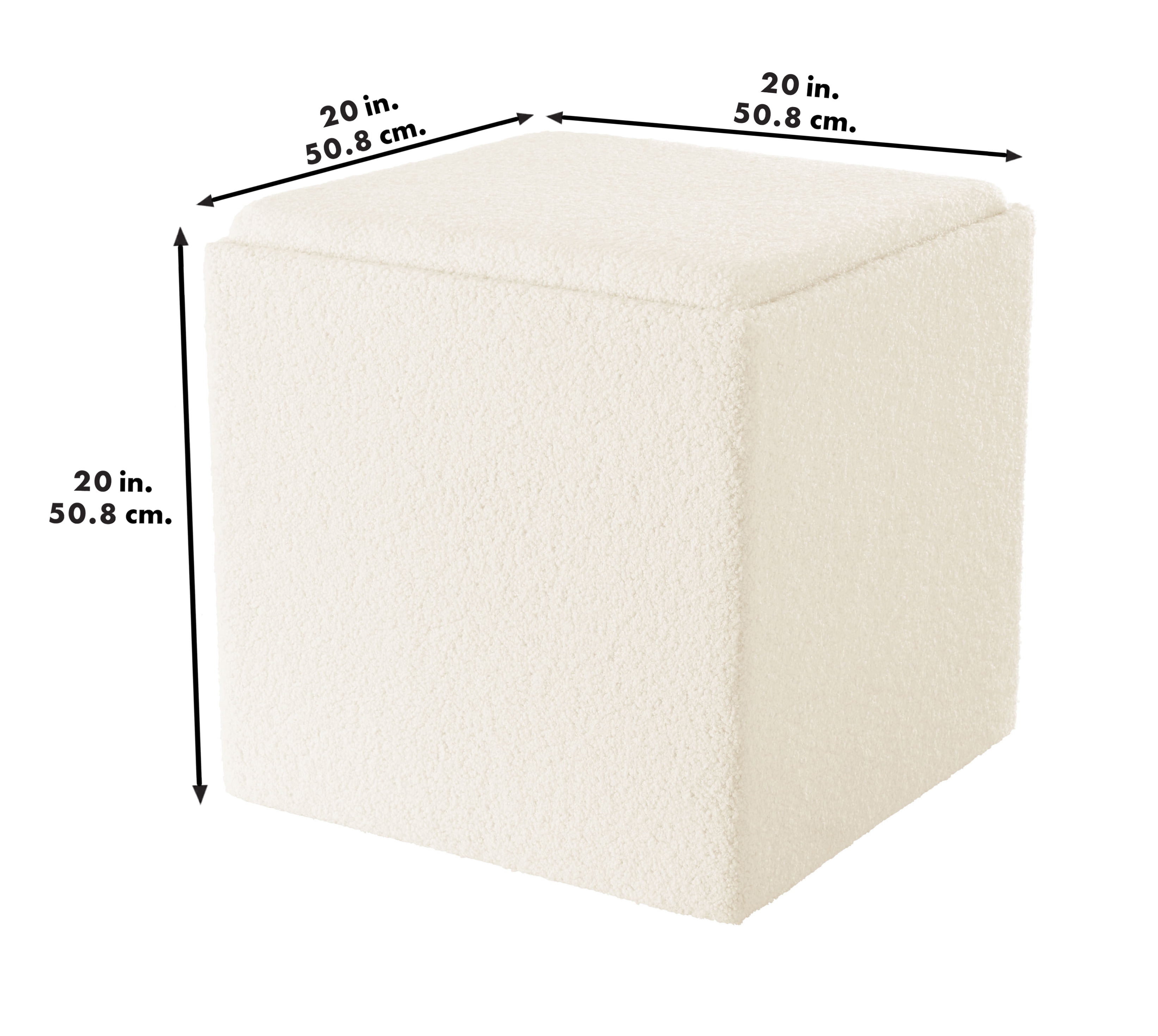Mainstays Large Cube Storage Ottoman, Cream
