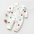thumbnail image 4 of Bovxnpu Newborn Bodysuits Print Long Sleeve Crewneck Snap Romper Toddler Infant Outfits, 4 of 7