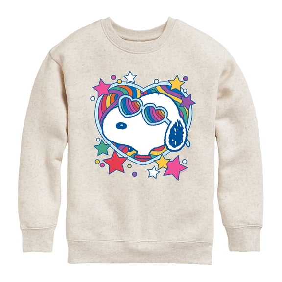 Peanuts - Snoopy Groovy Heart Graphic Long Sleeve Fleece Sweatshirt