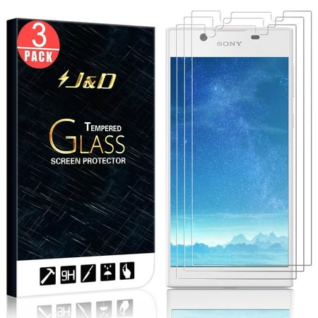 [3-Pack] Xperia L1 Screen Protector, J&D Glass Screen Protector [Tempered Glass] HD Clear Ballistic Glass Screen Protector for Sony Xperia L1 - Protect Screen from Drop and Scratch