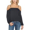 thumbnail image 2 of 1.STATE Womens Flounce Knit Blouse, Black, Small, 2 of 2