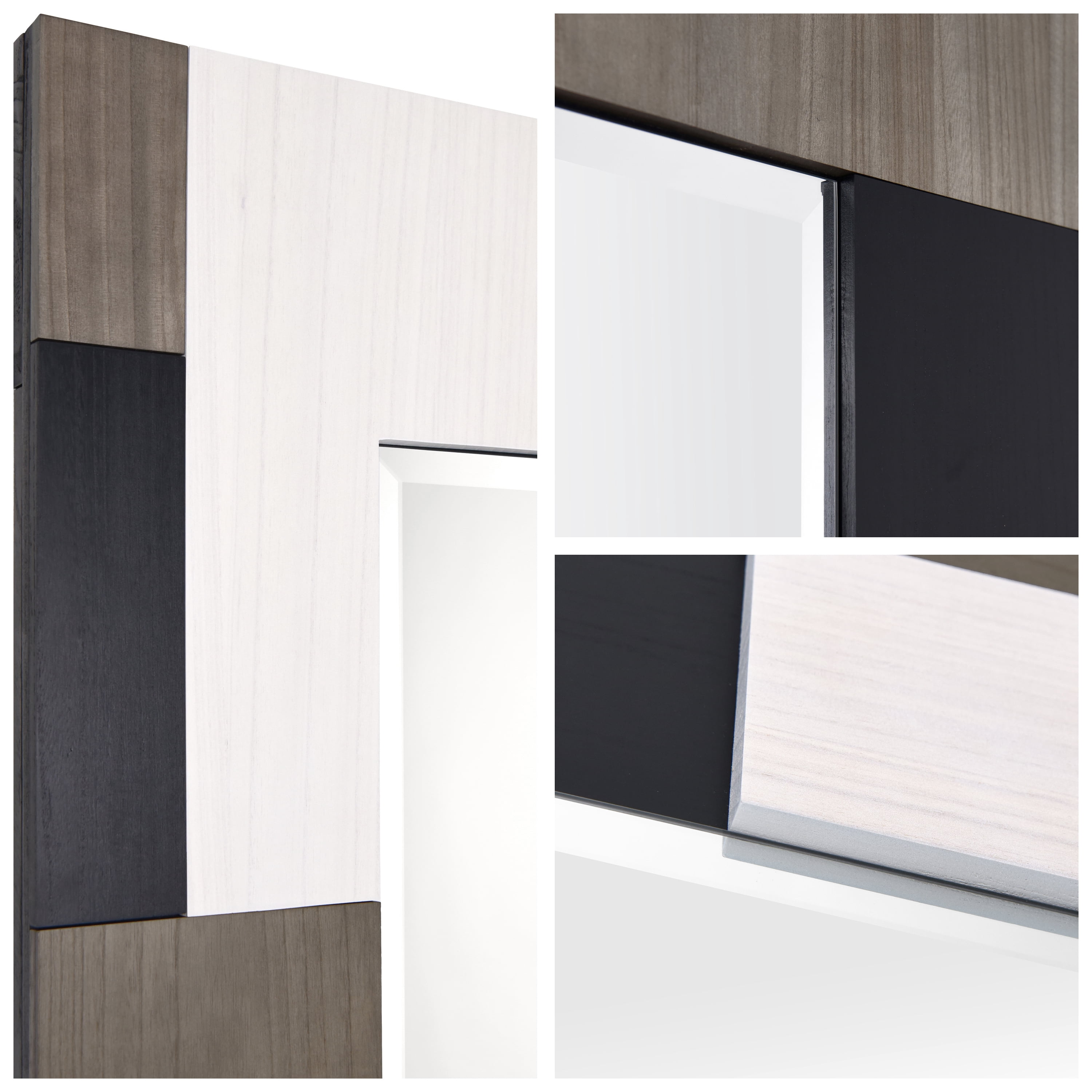 "Geometric Blocks" Hand Made Solid Paulownia Wood Beveled Leaner Mirror size 80" x 40"