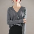 thumbnail image 1 of V-Neck Mid-Length Thin Sweater Cardigan Pure Color Spring Summer Breathable Stretchable Open Front Knitted Vest Women's Fashion, 1 of 5