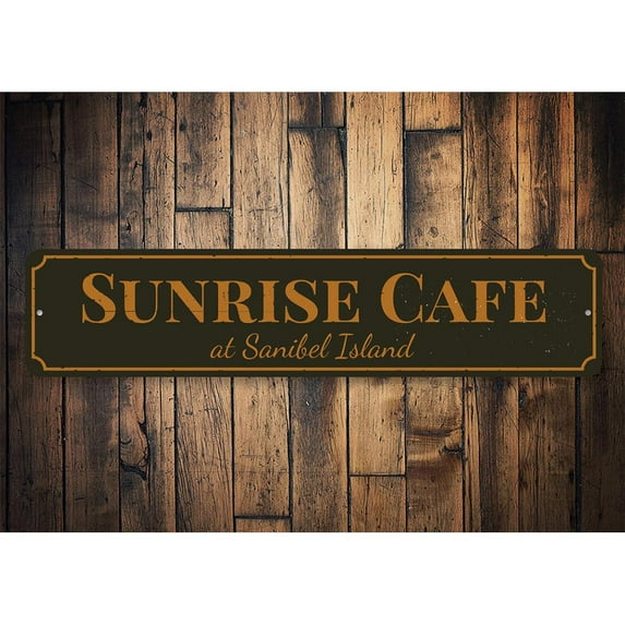 Sunrise Cafe Novelty Sign, Metal Wall Decor - 4x18 inches