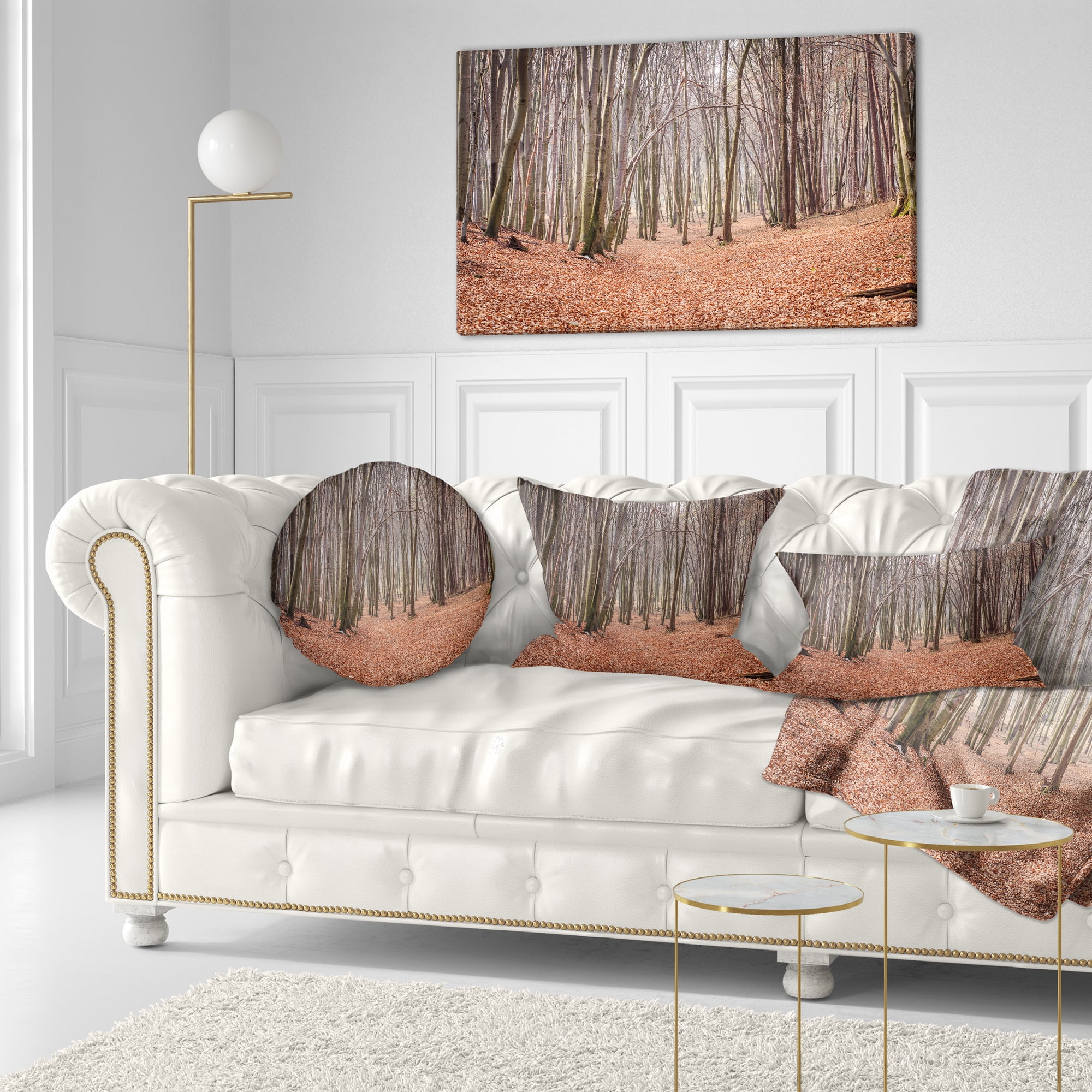 Designart Leaves in the Thick Fall Forest - Forest Throw Pillow - 12x20