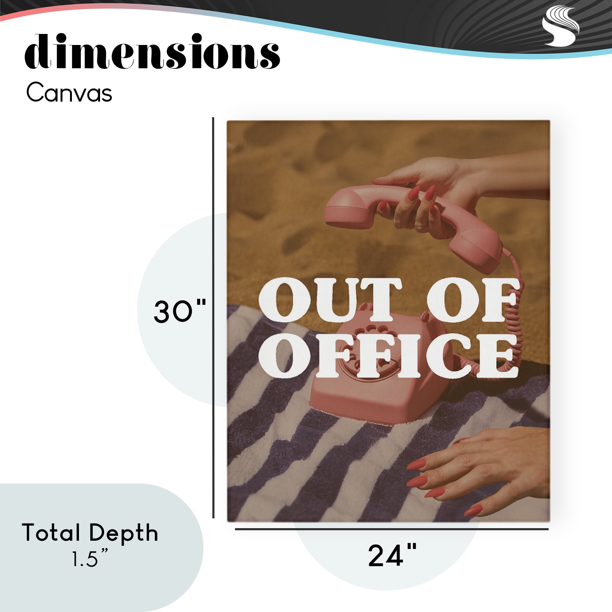 Out of Office Pink Phone Canvas Wall Art, design by Lil' Rue