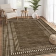 thumbnail image 4 of Garvee 9'x12' Modern Bordered Area Rug Geometric Carpet, Washable Non Slip Rug for Living Room Bedroom Home Decor, Brown, 4 of 10