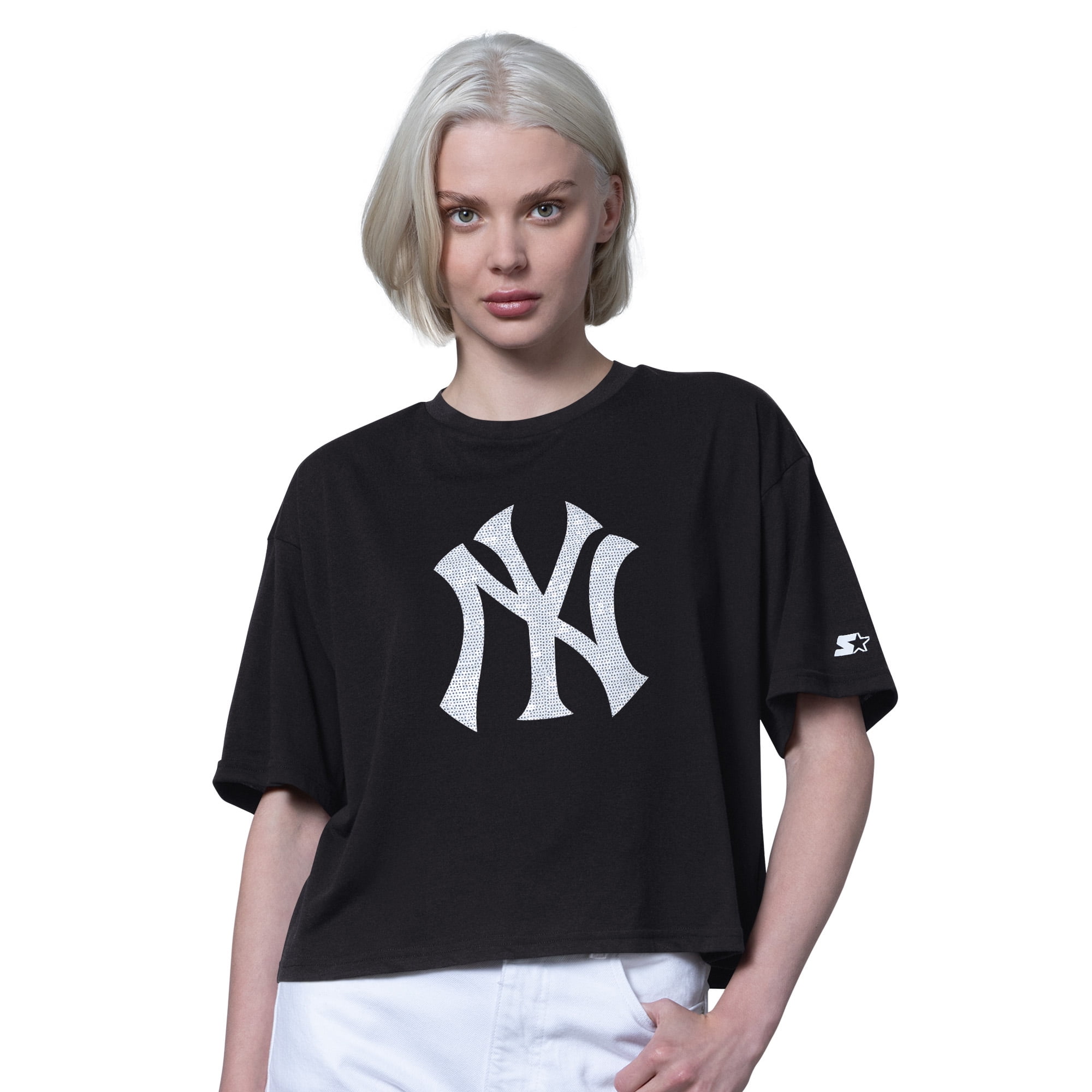 Majestic New York Yankees Tシャツ Women's Majestic Threads Navy New York Yankees Oversized First