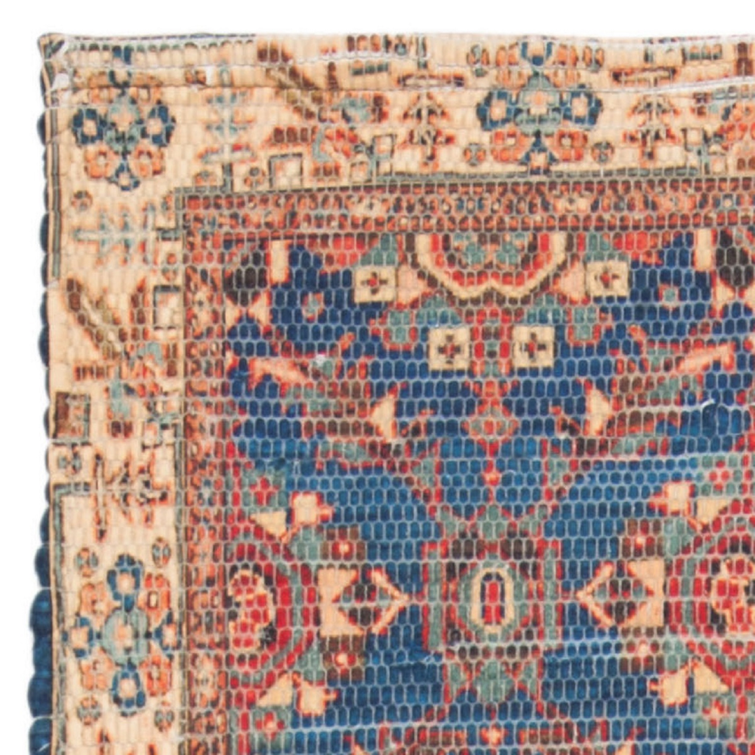 SAFAVIEH Saffron Jimney Geometric Cotton Runner Rug, Navy/Beige, 2'3" x 8'