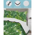thumbnail image 4 of Quilts Queen Size Bedding Set, Summer Palm Leaves Lightweight Quilted Comforter, Tropical Green Botanical Soft Reversible Bedspread Coverlet with Pillow Covers for All Season, 90" x 96", 4 of 7